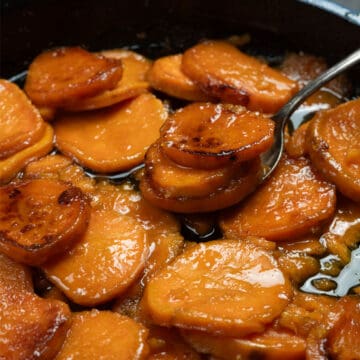 candied yams in a skillet