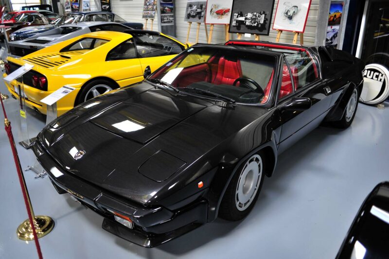 Lamborghini Sillhouette in black at an automotive museum