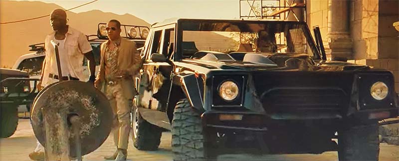 Braga's black Lamborghini LM002 in the movie Fast & Furious.