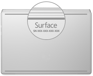 Местоположение на серийния номер на Surface Book