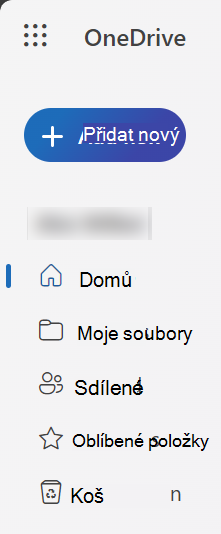 Snímek obrazovky nového webového řídicího panelu OneDrivu pořízeného v roce 2024 s tlačítkem Přidat nový