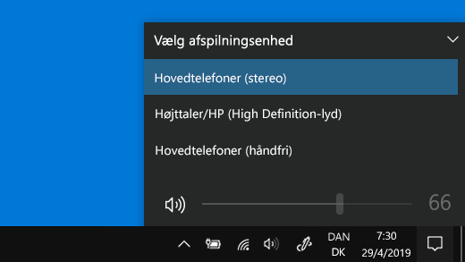 Vælg Bluetooth-afspilningsenhed