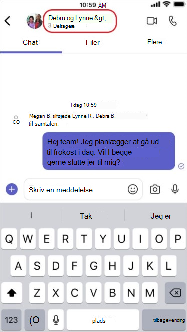 tryk på gruppechatdeltagernavne på mobil