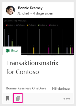 Klik på ikonet for at føje dokumentet til en tavle eller for at se hvilke tavler, dokumentet allerede er blevet føjet til