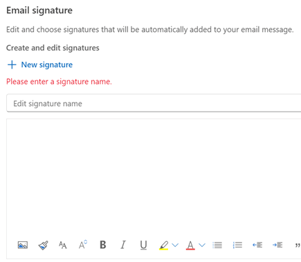 Creating an email signature in Outlook on the web