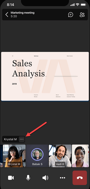 More actions button next to participant's name
