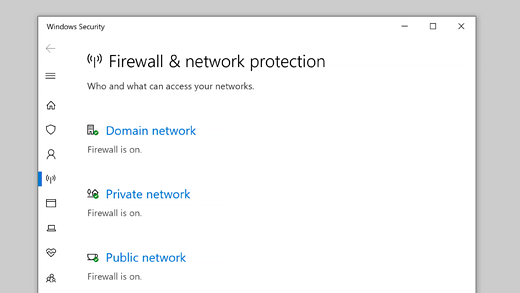 Firewall & network protection in Windows Security