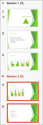 Adding a second section