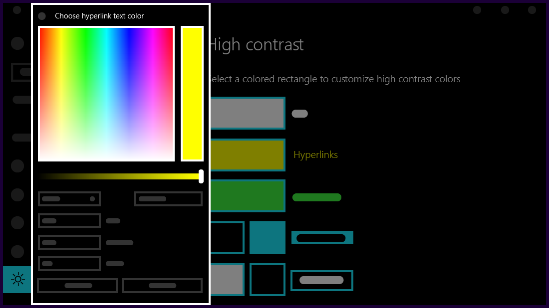 Customize colors for your high contrast theme.