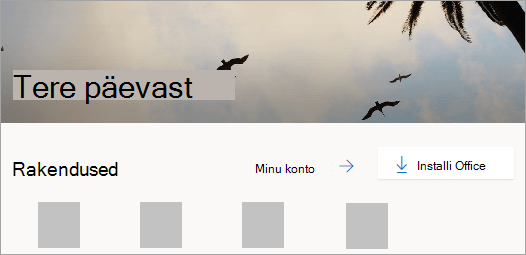 Kuvatõmmis Office.com-i avalehest pärast sisselogimist