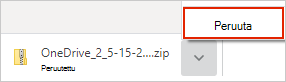 OneDrive peruuta latausvalintaikkuna