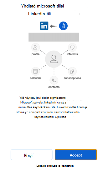 Ponnahdusikkuna, joka yhdistää Microsoft-tilisi LinkedIniin.