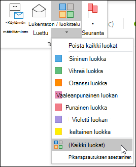 Luokittele-avattava valikko