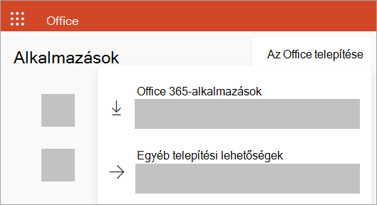 Képernyőkép az Office.com-ról munkahelyi vagy iskolai fiókkal történő bejelentkezés esetén