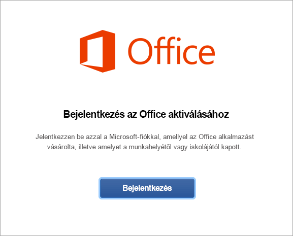 Válassza a bejelentkezést a Mac Office aktiválásához