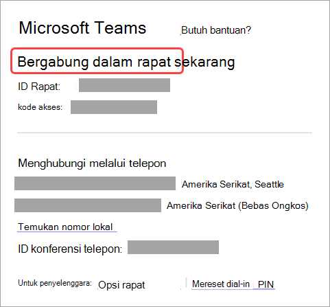 Cuplikan layar memperlihatkan cara bergabung dalam rapat dari undangan.