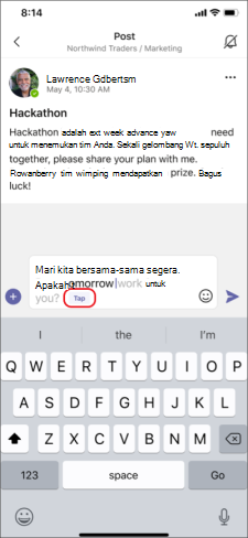 Menambahkan teks prediktif