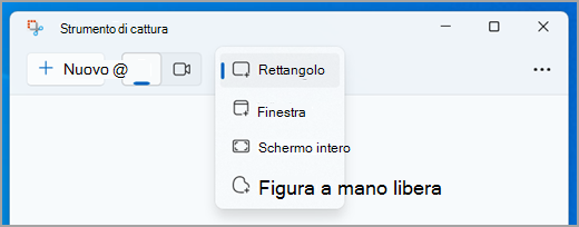 Selezione di una modalità per una cattura di immagine nello Strumento di cattura.