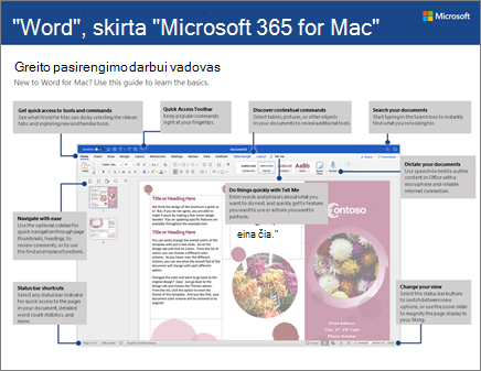 „Word 2016 for Mac“ greito pasirengimo darbui vadovas