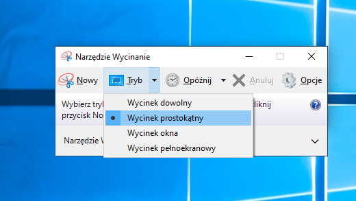 Opcje trybu narzędzia Wycinanie