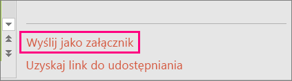 Dołącz kopię zamiast przycisku w oknie dialogowym Udostępnianie