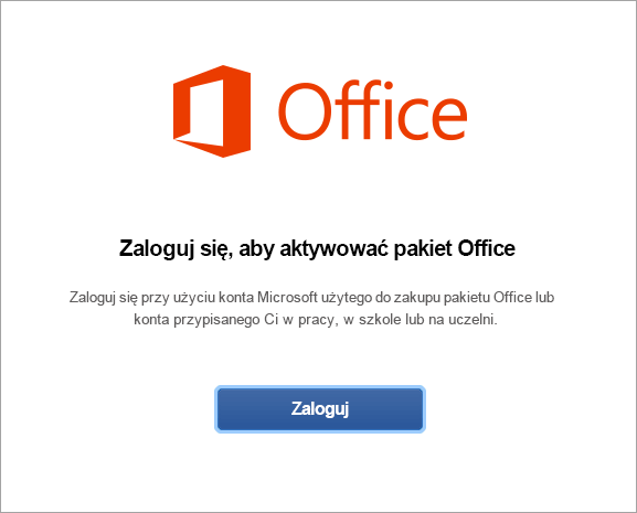 Wybierz Zaloguj się aby aktywować Office dla komputerów Mac