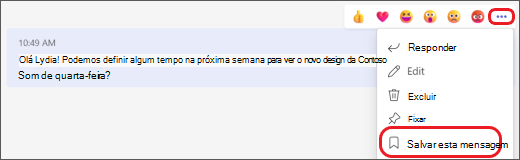 Mensagem de salvamento de chat