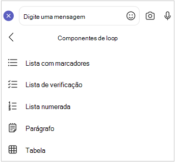 Menu móvel do componente loop