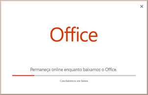 Progresso da instalação do aplicativo do Office