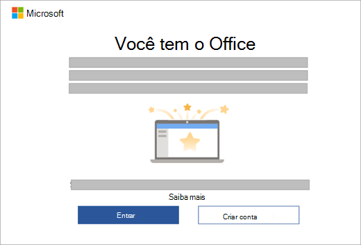 Mostra a caixa de diálogo que aparece quando você abre um aplicativo do Office em um novo dispositivo que inclui uma licença do Office.