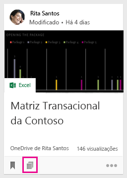 Clique no ícone para adicionar o documento a um quadro ou veja a que quadros o documento foi adicionado