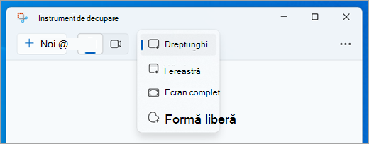 Selectarea unui mod pentru un decupaj de imagine în Instrumentul de decupare.