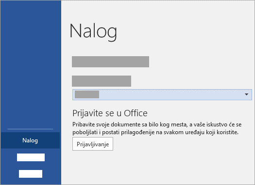 Prijavite se pomoću Microsoft naloga ili Office 365 poslovnog ili školskog naloga.