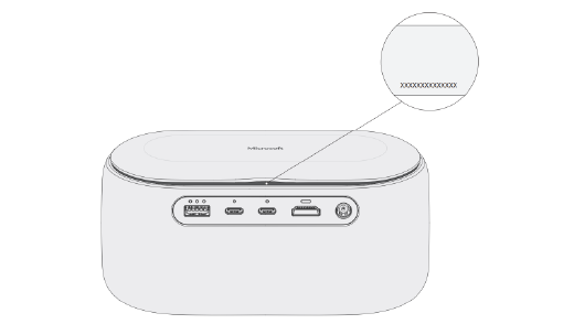 Prikazuje gde se nalazi serijski broj na Microsoft audio dock-u.