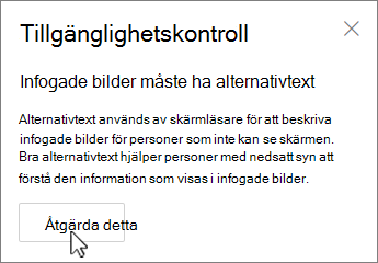 Tillgänglighetsfönstret i Outlook