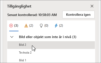 Välja ett felobjekt