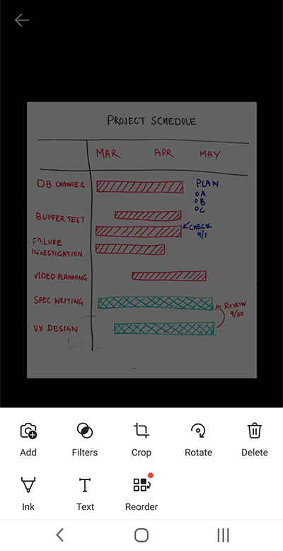 สกรีนช็อตจาก Microsoft Lens บนโทรศัพท์ Android