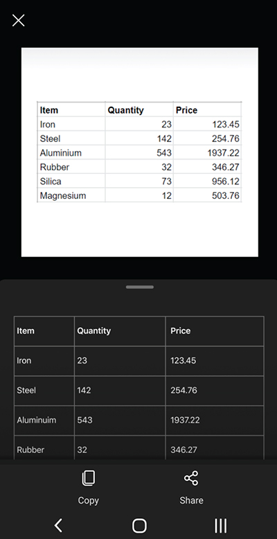 สกรีนช็อตจาก Microsoft Lens บนโทรศัพท์ Android