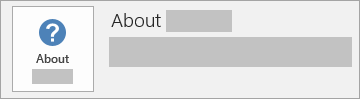 Ảnh chụp màn hình nút Giới thiệu về Office cho bản cài đặt MSI. Ảnh này không có số phiên bản hoặc bản dựng