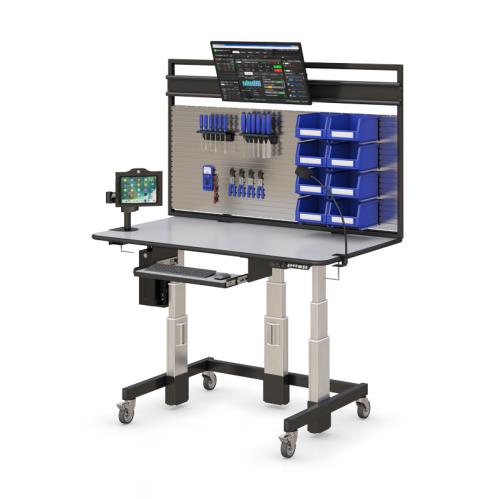 Height-Adjustable Tech Workbench with Slat-Wall - Suspending Solutions