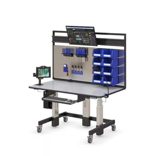 Height-Adjustable Tech Workbench with Slat-Wall - Suspending Solutions