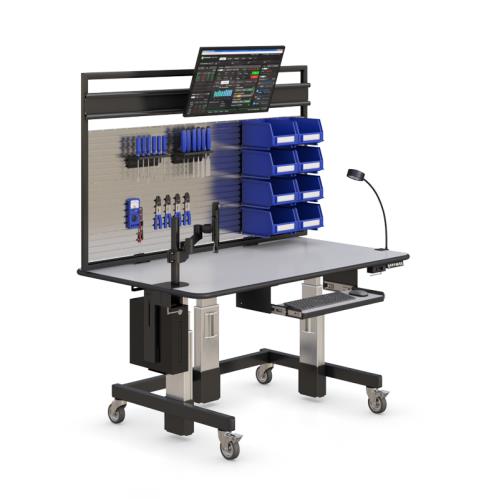 Height-Adjustable Tech Workbench with Slat-Wall - Suspending Solutions