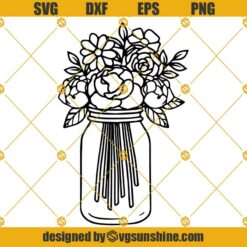 Mason jar svg, Mason jar flowers svg