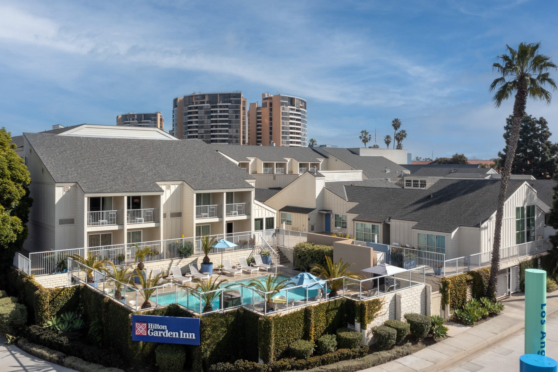 a pool in a hotel