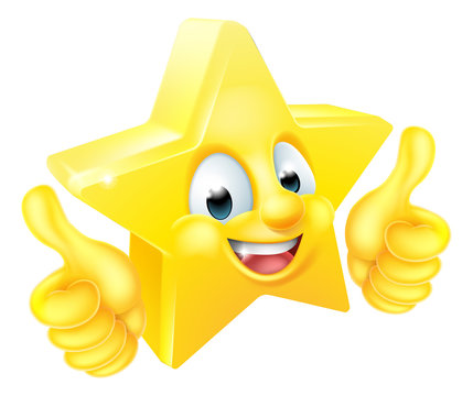 Star Cartoon Mascot Giving Thumbs Up