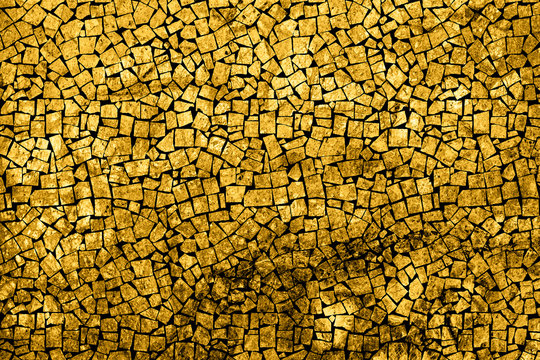 Texture of gold marble slab macro mosaic styled