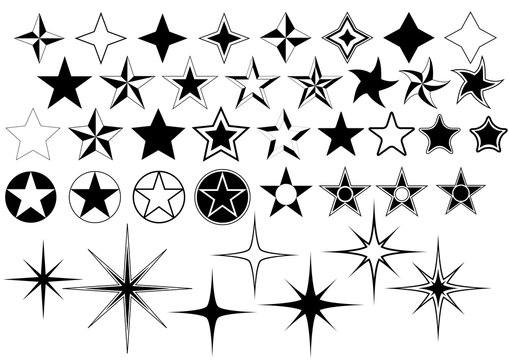 Vector Collection of Star Isolated on White Background