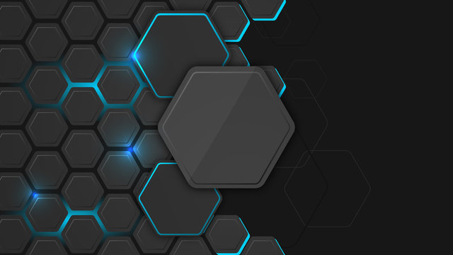 Abstract vector background or pc desktop wallpaper with hexagonal structure and backlighting.