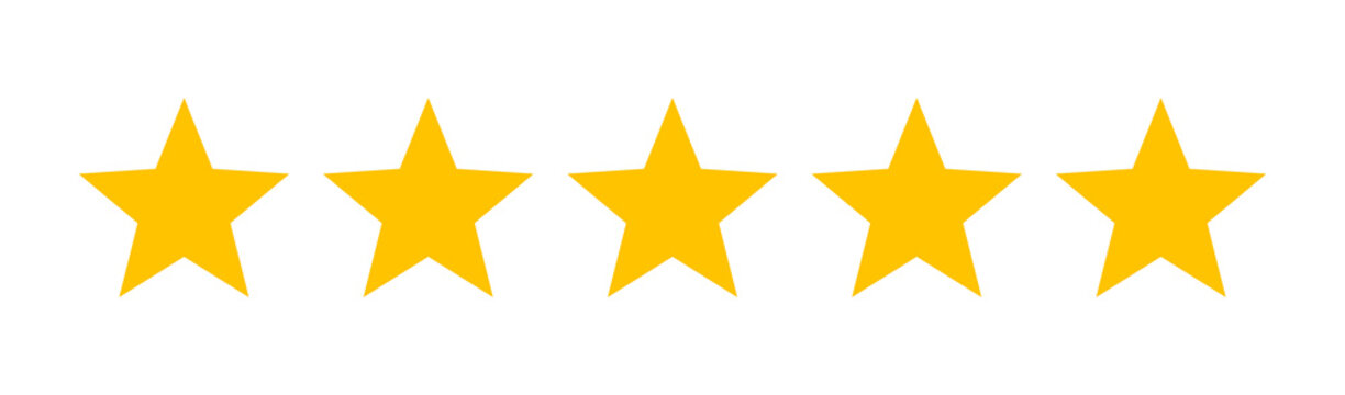 Five stars customer product rating review flat icon for apps and websites