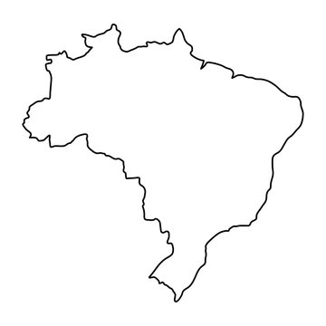 Brazil map of black contour curves of vector illustration